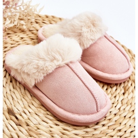 Rosa Befana-Kinderhausschuhe mit Fell 2