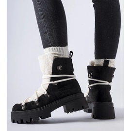 Schwarze Arbeiterstiefel mit dekorativer Zunge von Perugia 1