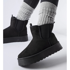 Schwarze Schneestiefel mit Gummibändern an den Seiten von Bertino 1