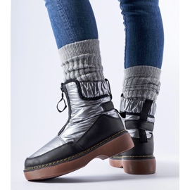 Graue, isolierte Callisto-Schneestiefel mit Reißverschluss 1