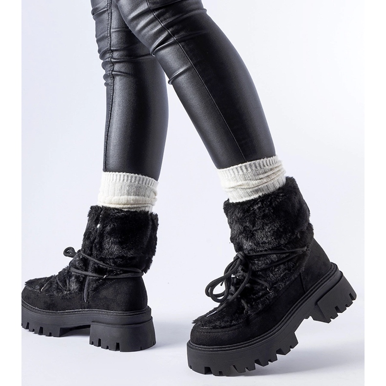 Schwarze Stiefeletten mit Zierfell von Frediano 1