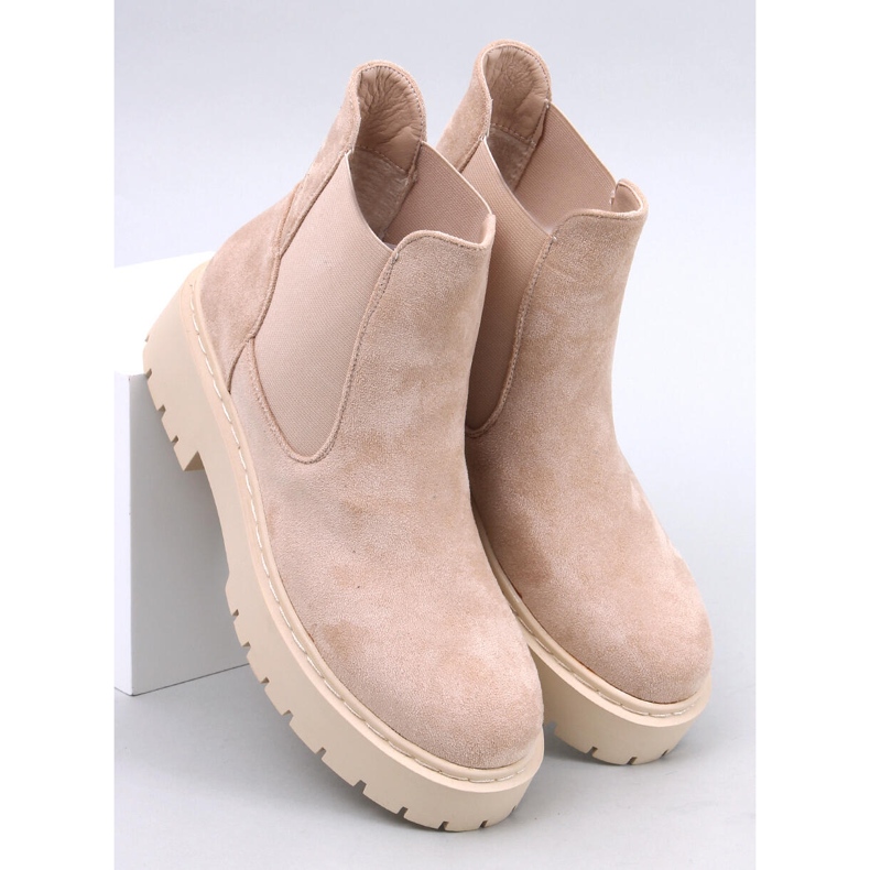 Beige Plateau-Chelsea-Stiefel von Villes 1
