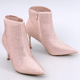 Stiefeletten mit hohem Absatz und Demish-Champagner-Kristallen rosa 1