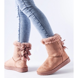 Rosa isolierte Schneestiefel mit Schleifen von Borbera 1