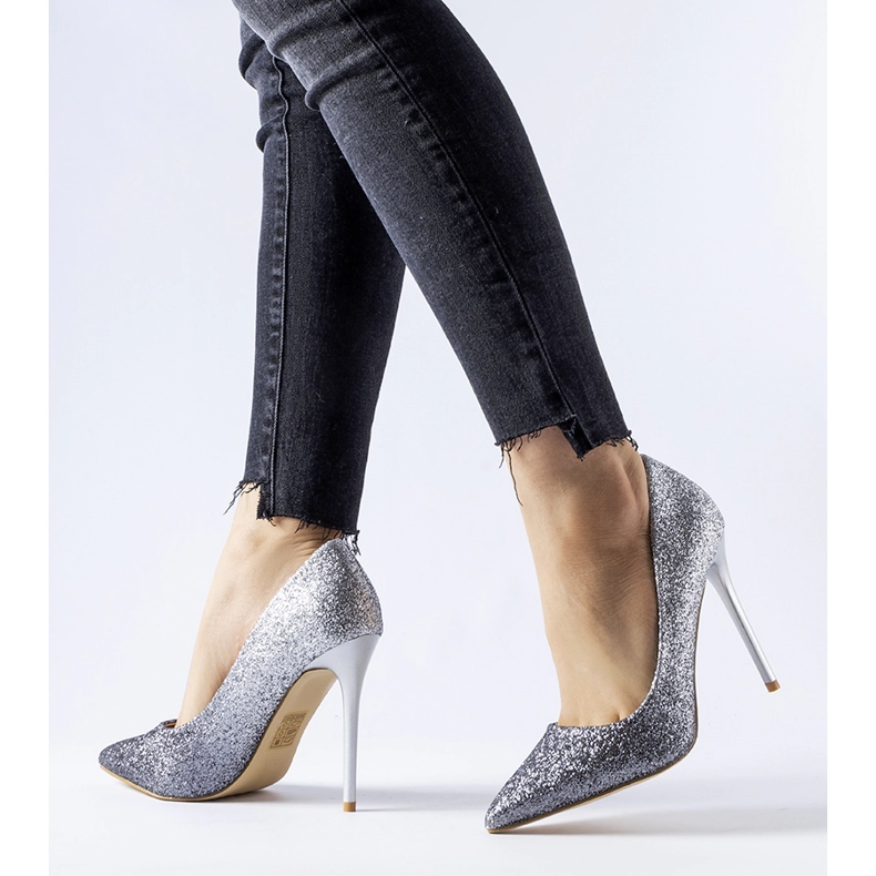 Silber glitzernde Covo High Heels 1