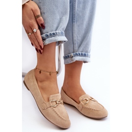 Beigefarbene Ghana-Loafer für Damen mit Verzierung 1