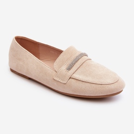 Beige Ladite Damen-Loafer aus Öko-Wildleder 2