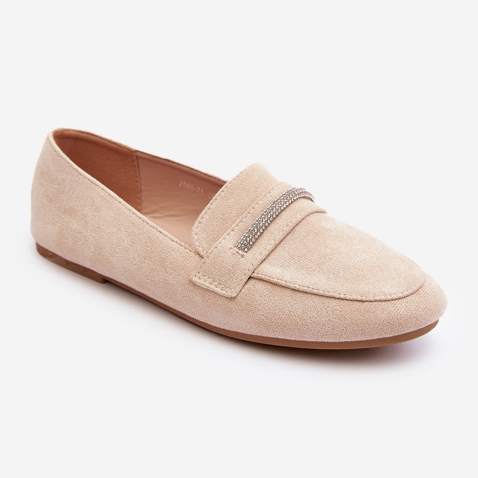 Beige Ladite Damen-Loafer aus Öko-Wildleder 2