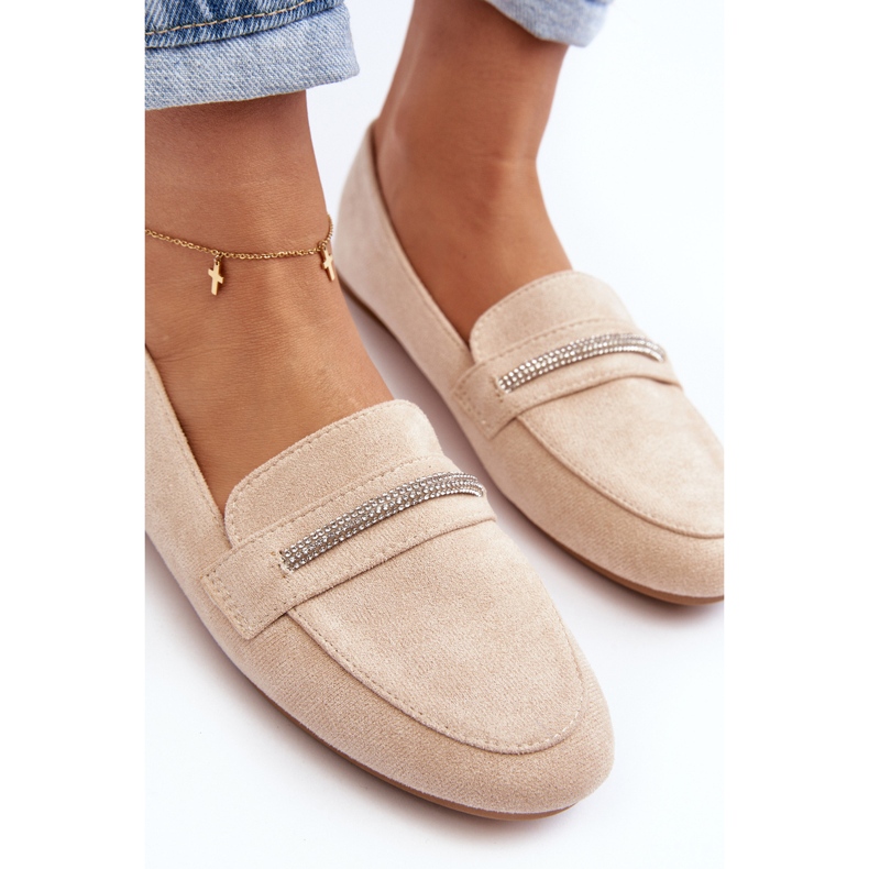Beige Ladite Damen-Loafer aus Öko-Wildleder 1