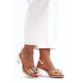 Goldverzierte High-Heel-Sandalen S.Barski MR1037-16 golden 1