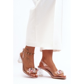 Rosa verzierte High Heel Sandalen S.Barski MR1037-16 1