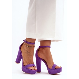Bequeme Wildledersandalen mit hohem Absatz, Purple Essence lila 1