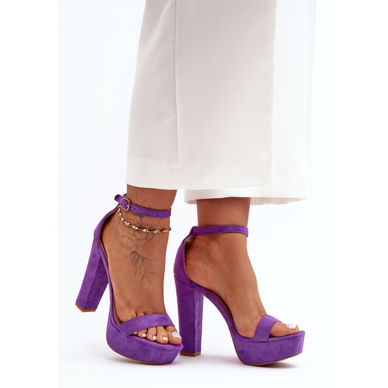 Bequeme Wildledersandalen mit hohem Absatz, Purple Essence lila 1