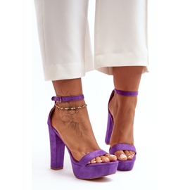 Bequeme Wildledersandalen mit hohem Absatz, Purple Essence lila 2