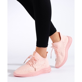 SHELOVET Rosa Textil-Sneakers 1