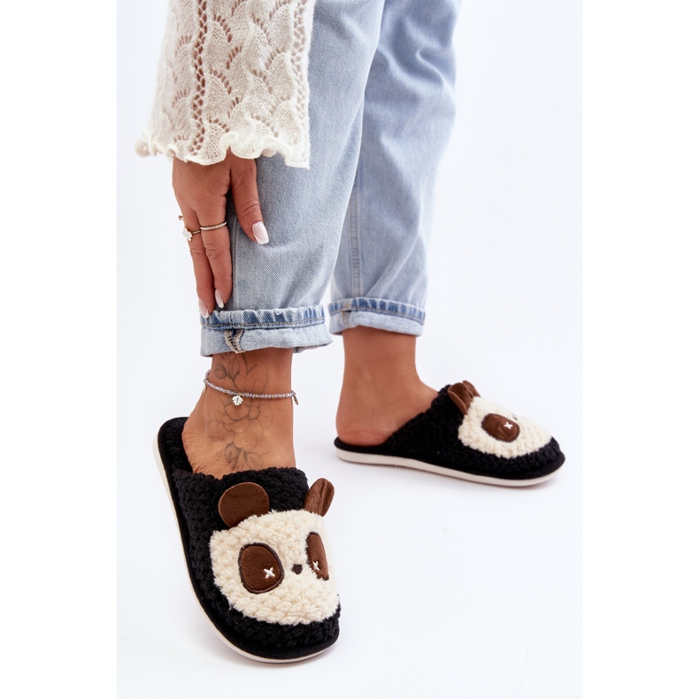 Warme Damenhausschuhe Schwarz Priseth 2