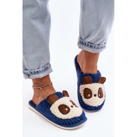 Warme Damenhausschuhe, Marineblau Priseth 2