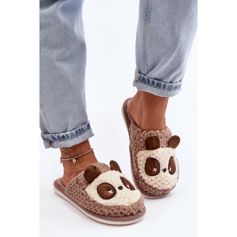 Warme Damenhausschuhe Braun Priseth 2