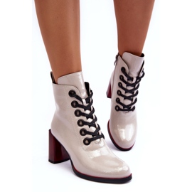 Lack-Schnürstiefelette S.Barski MR870-15 Hellgrau 4