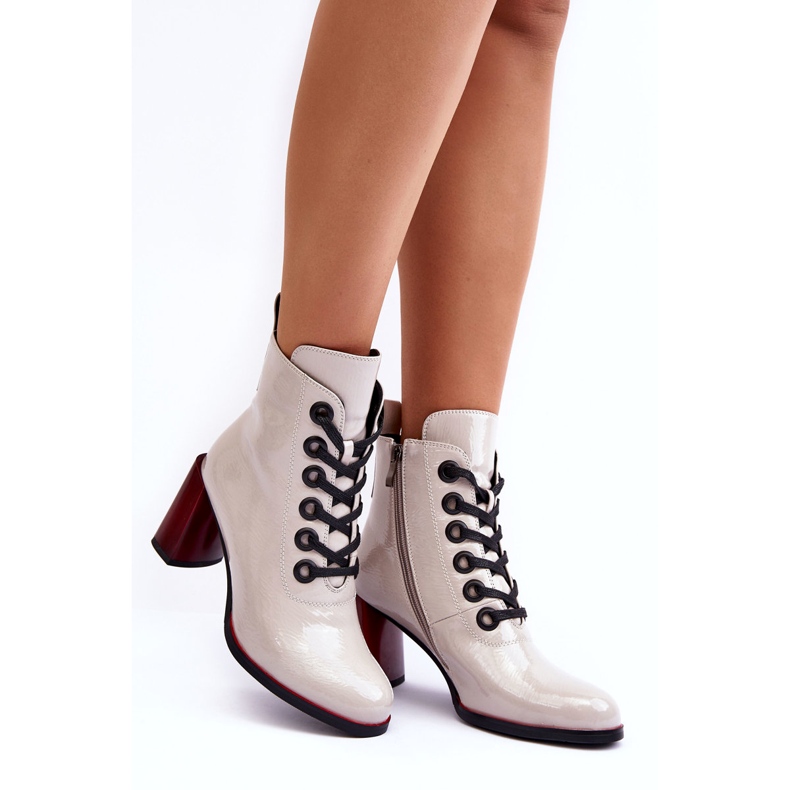 Lack-Schnürstiefelette S.Barski MR870-15 Hellgrau 5