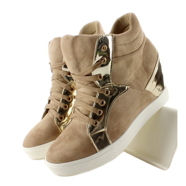 AT-0593-L Sneaker aus khakifarbenem Wildleder braun gelb 2