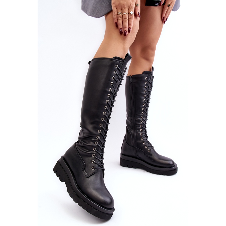 Isolierte Overknee-Overknee-Stiefel für Damen, schwarze Lliclies 3