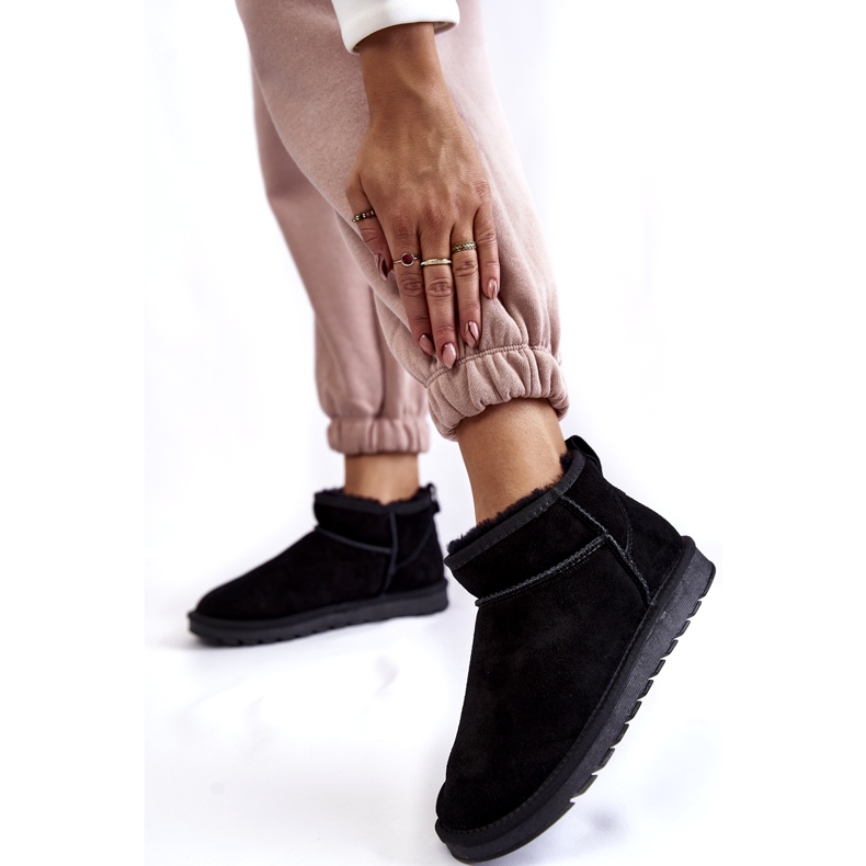 Frauen mit Wildleder niedrig isoliertem Schneestiefeln für Frauen schwarz 2