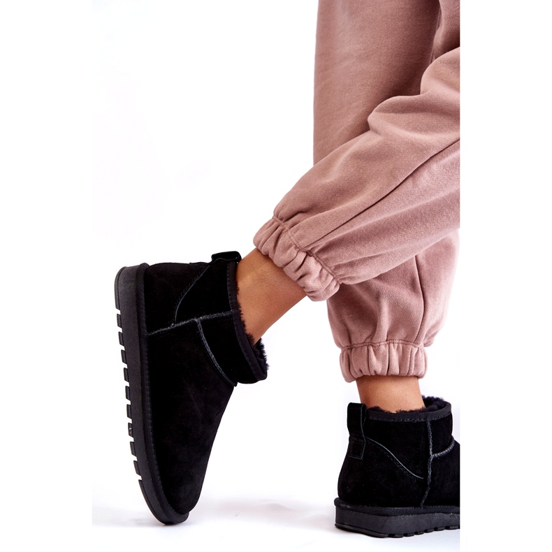 Frauen mit Wildleder niedrig isoliertem Schneestiefeln für Frauen schwarz 4