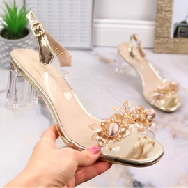 D&amp;A W OLI191B transparente Sandaletten mit hohen Absätzen, Gold golden 1