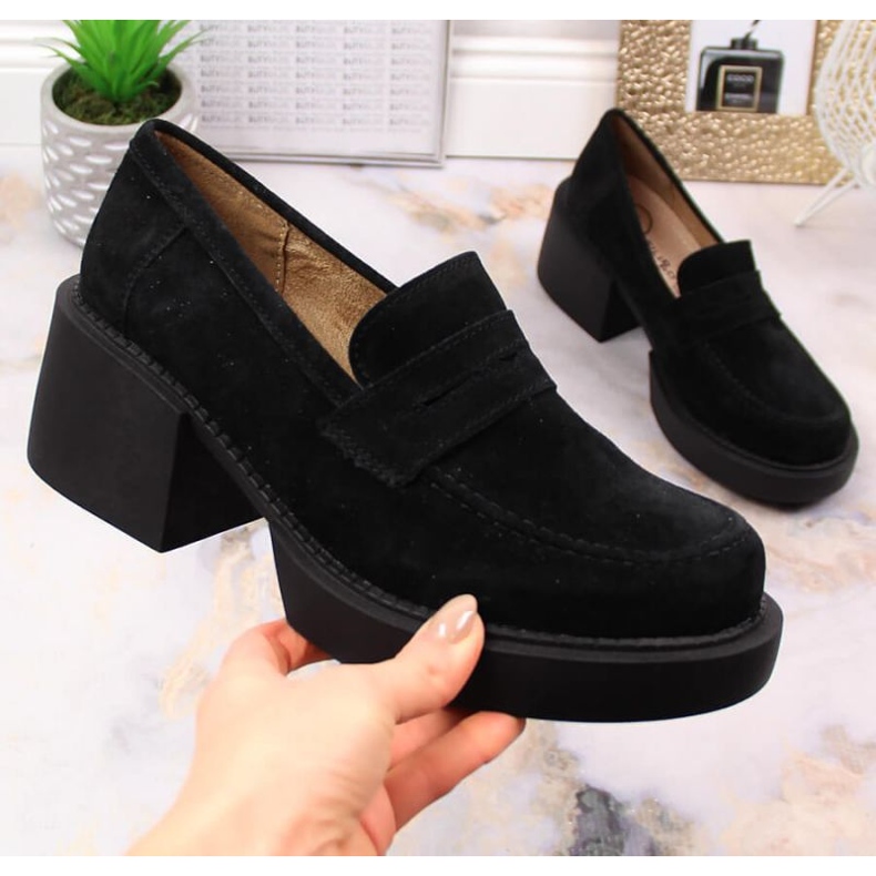 Filippo W DP4685/23 Mokassins aus Leder mit hohen Absätzen schwarz 1