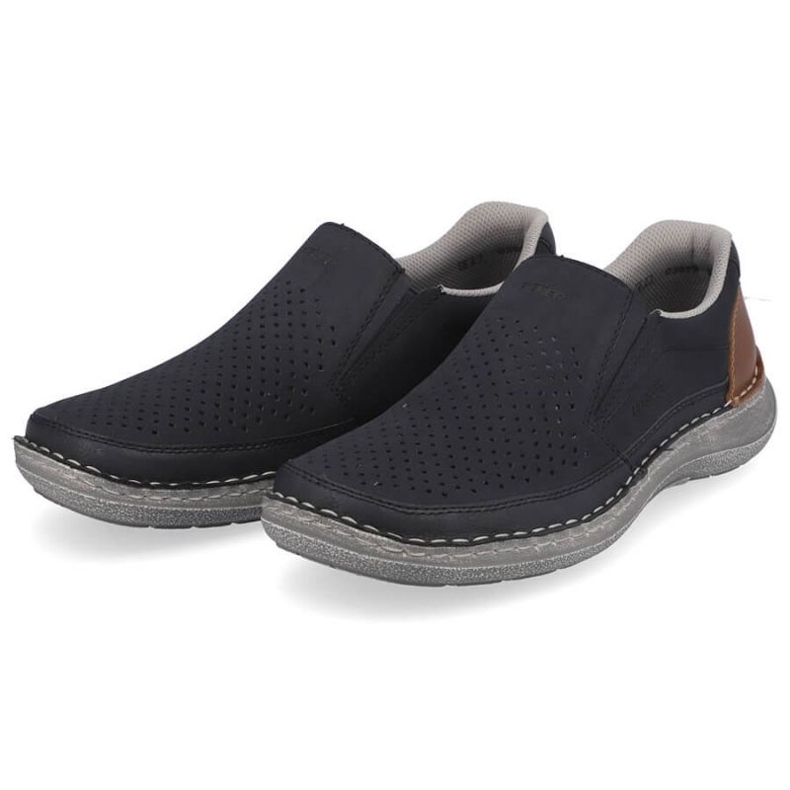 Bequeme Rieker M RKR579 durchbrochene Schuhe, Marineblau 2