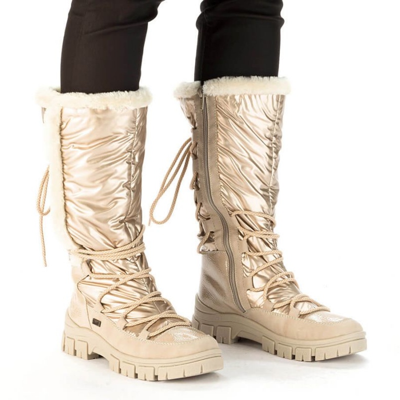 Rieker W RKR640 wasserdichte hohe Schneestiefel, Beige 2
