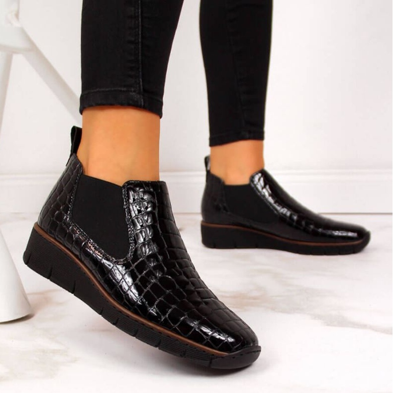 Rieker W R474 schwarze Schlangenlederstiefel 2