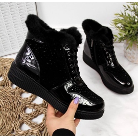 Isolierte Lederstiefel auf der Rieker W 93312-Plattform, schwarz 1