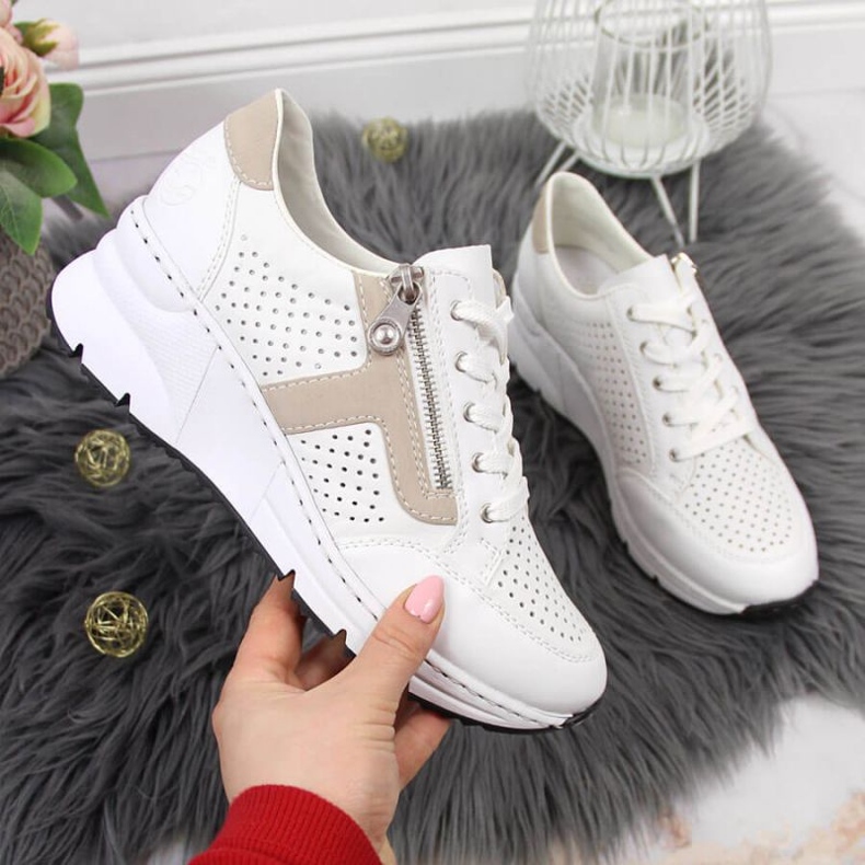 Rieker W N6304-80 Keilschuhe aus weißem Leder 1