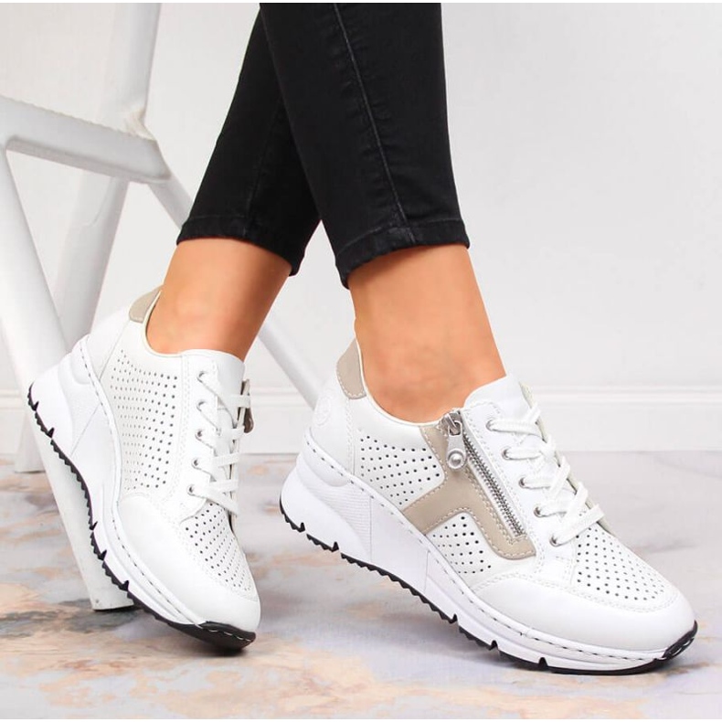 Rieker W N6304-80 Keilschuhe aus weißem Leder 2