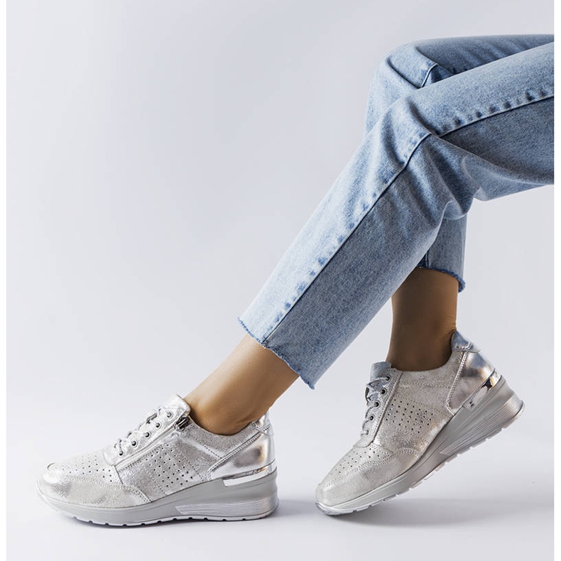 Goodin Jazzar silberne durchbrochene Lederschuhe silber- 1