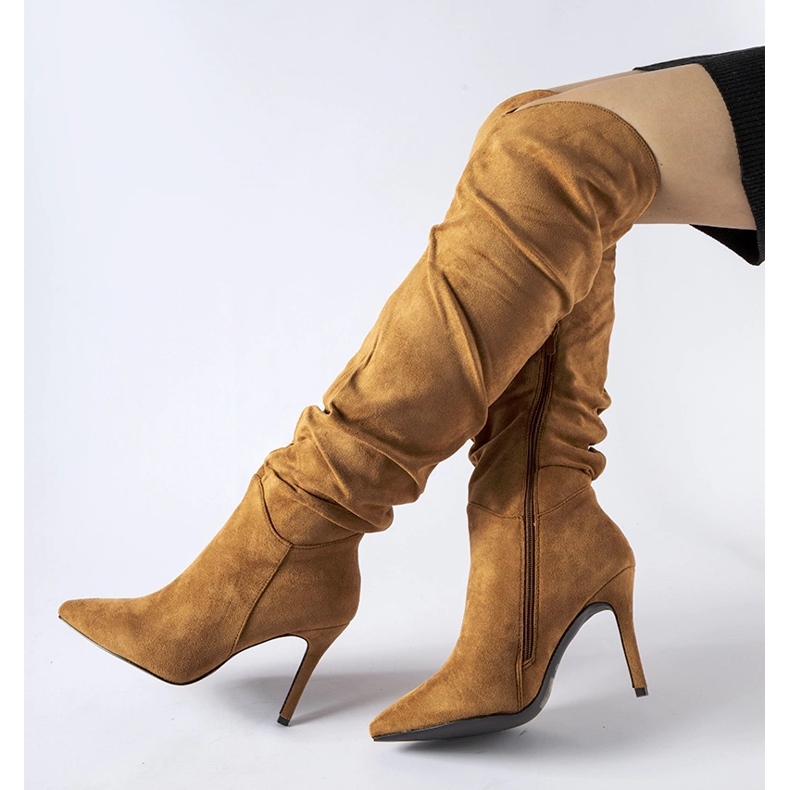 Braune lange Stiefel mit hohem Absatz von Joppo schwarz 1