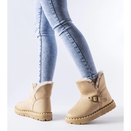 Beige isolierte Schneestiefel mit Ausschnitt von Monal 1