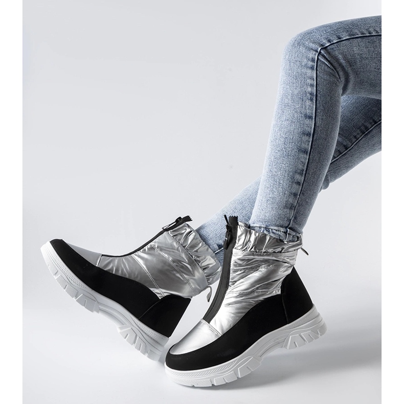 Silberne und schwarze isolierte Controni-Schneestiefel silber- 1