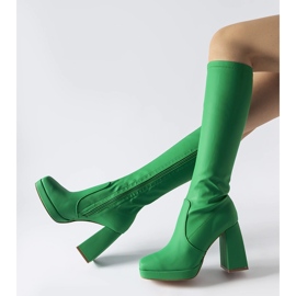 Grüne matte Stiefel mit hohen Absätzen von Sycamore 1