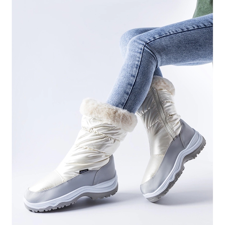 Perlgraue isolierte Tronzano-Schneestiefel weiß 1