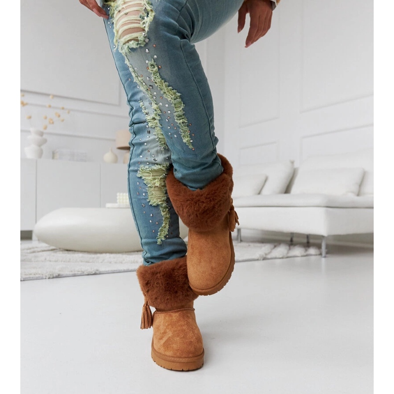 Braune Geradino-Schneestiefel mit Fellfutter 1