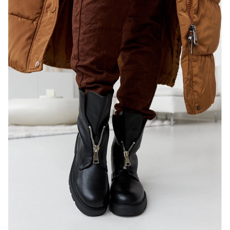 Schwarze isolierte Stiefeletten mit Oakdale-Reißverschluss 1