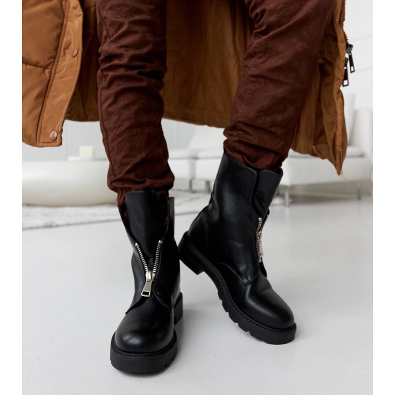 Schwarze isolierte Stiefeletten mit Oakdale-Reißverschluss 2