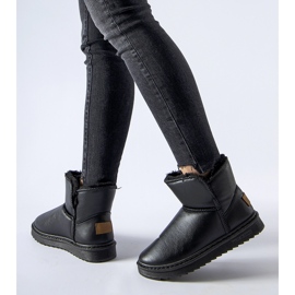 Schwarze, isolierte Schneestiefel aus Öko-Leder von Kaufman 1