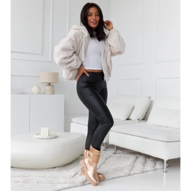 Metallische, isolierte Stiefeletten mit Malvaro-Steppung beige 1