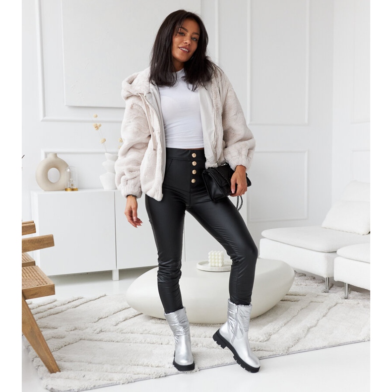 Silberne, isolierte Stiefeletten mit Malvaro-Steppung silber- 2