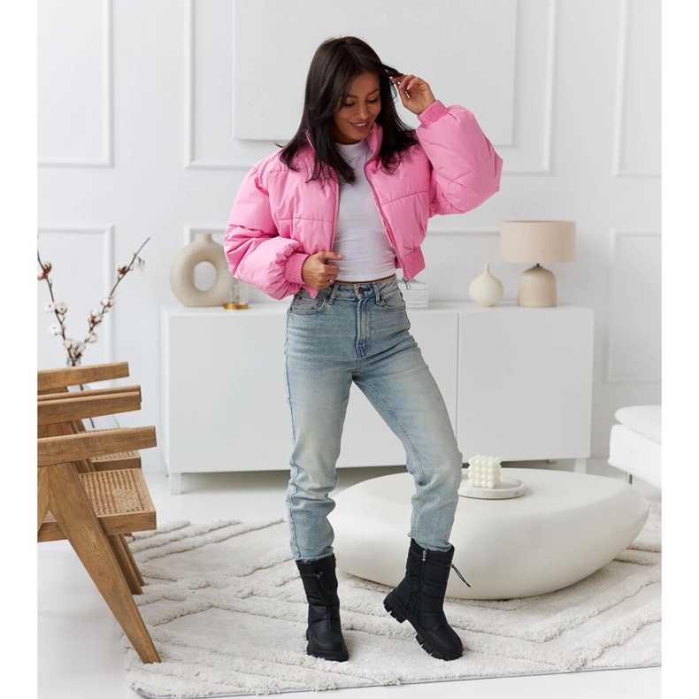 Schwarze isolierte Öko-Lederstiefel H602 1