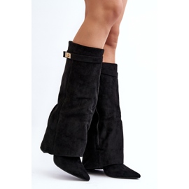 Overknee-Stiefel mit hohem Absatz für Damen in Schwarz von Portora 1